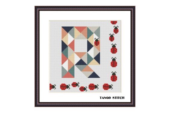 Review: Letter R Ladybugs Geometric Cross Stitch for Apparel